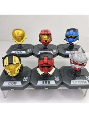 Halo 3 Spartan Helmet Mini Bust Lot EVA Mark VI CQB EOD Hayabusa 6 Pc 2009...